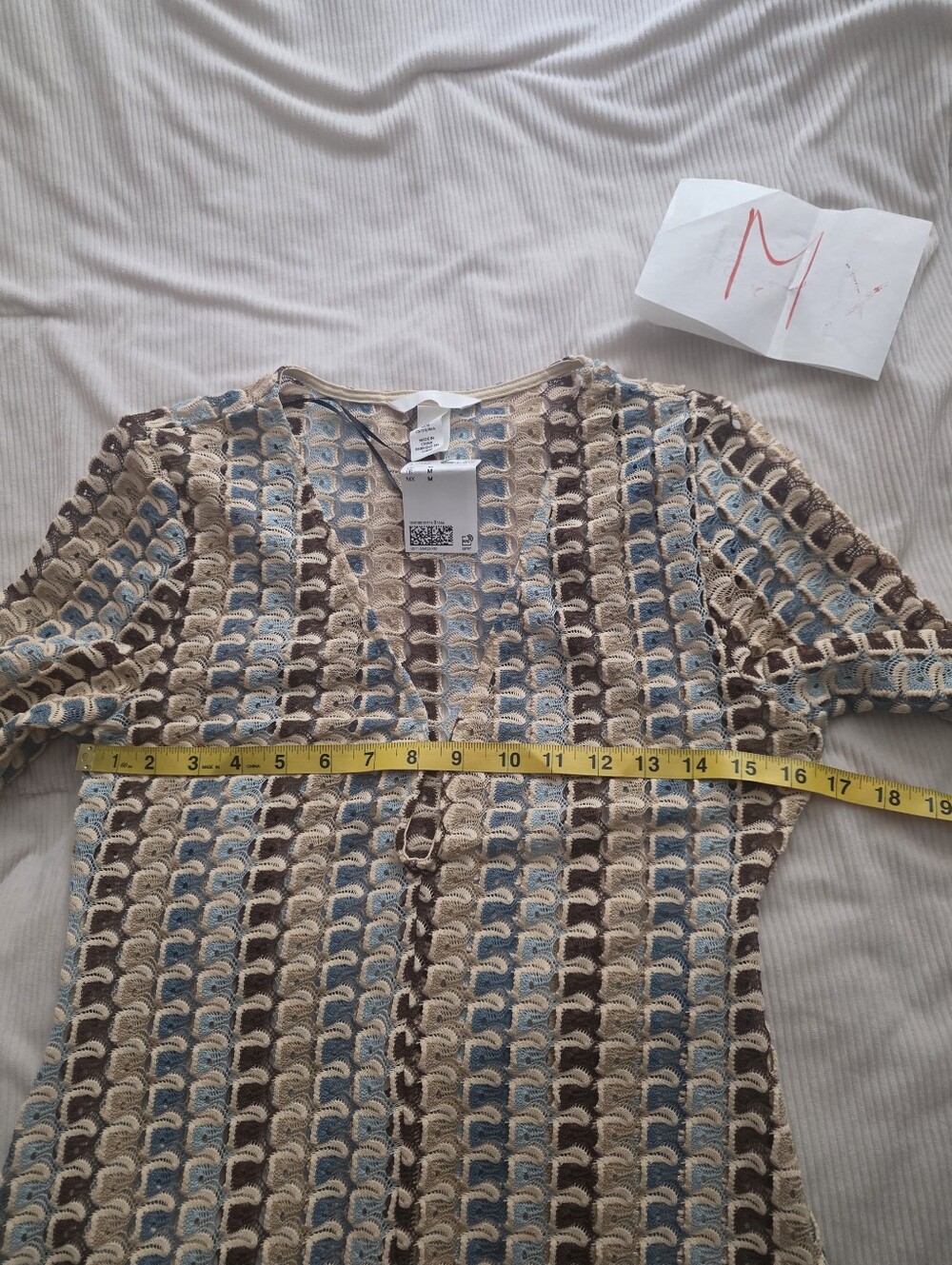 H&M Crochet-Look Maxi Dress Light beige/patterned Bnwt Unlined See-through - Picture 9 of 16